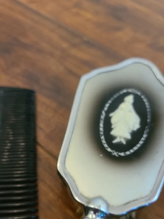 Vintage Black Comb and Silver-Trim Brush Grooming Set - Picture 2 of 5